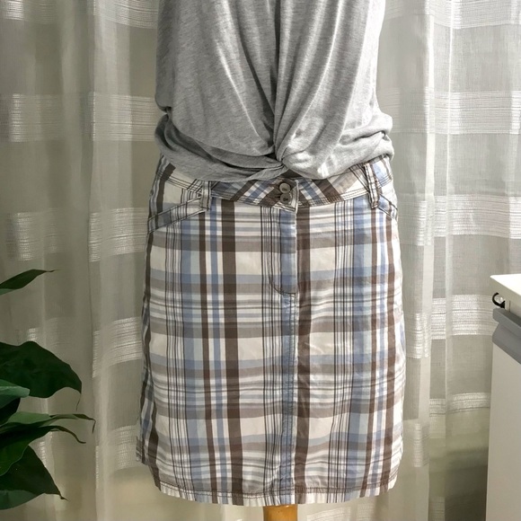 DENVER HAYES skort, white/taupe/blue, size 6 - Picture 1 of 9